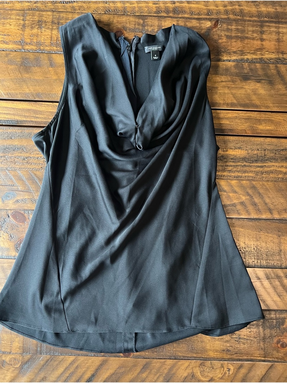 Ann Taylor Black Draped Cowl Neck Camisole